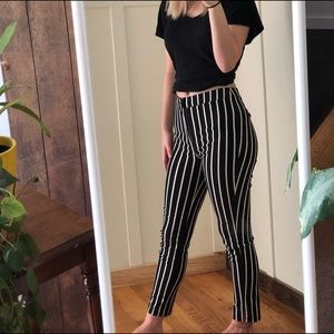 Vertical Striped Ankle Pants